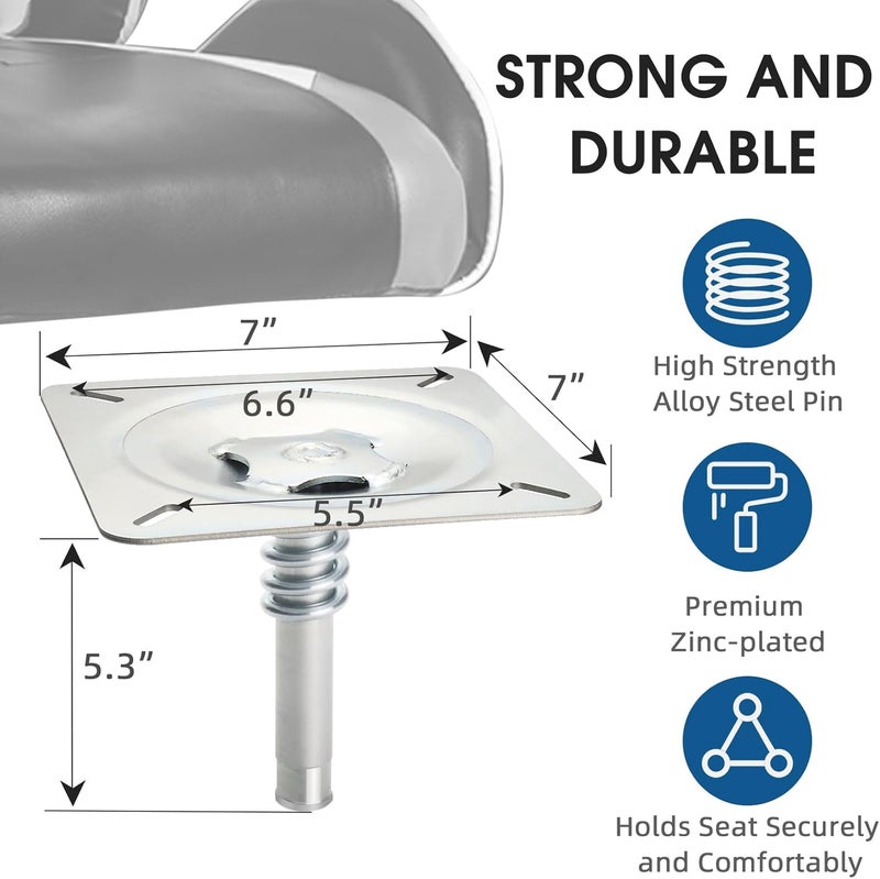 CLLOMAGY Boat Seat Base Pedestal Boat Seat Pin Mount Plated for 3/4" Marine Pedestal Post,Zinc Plated Steel Pin Swivel Mount for Marine Pontoon Jon Bass Fishing-2Pack - Image 3
